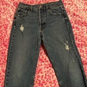 GAP Women's Straight Leg High Rise Jeans - Dark Blue